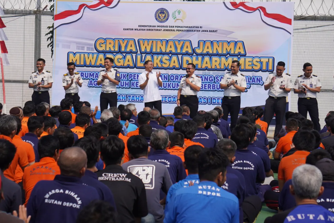 Rangkaian pisah sambut pejabat manajerial Rutan Kelas I Depok berlangsung di Aula Rutan Kelas I Depok, Kamis (27/8/2026), sebagai bagian dari serah terima tugas dan penyambutan jajaran pejabat baru.
