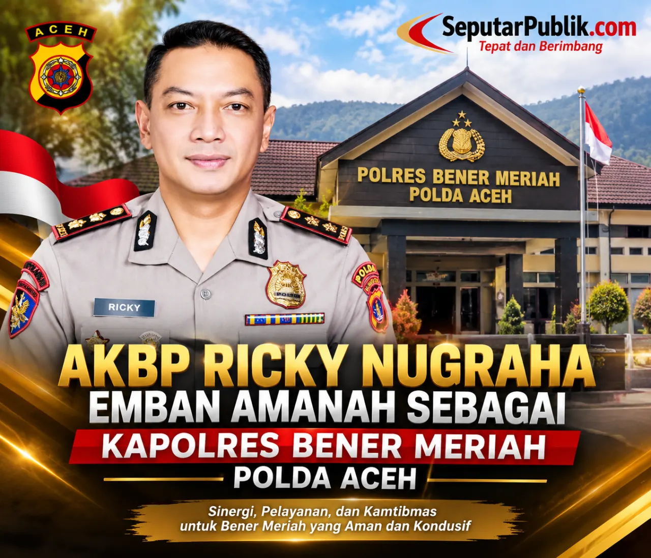 AKBP Ricky Nugraha, S.I.K., M.Si., resmi mengemban amanah sebagai Kapolres Bener Meriah Polda Aceh.