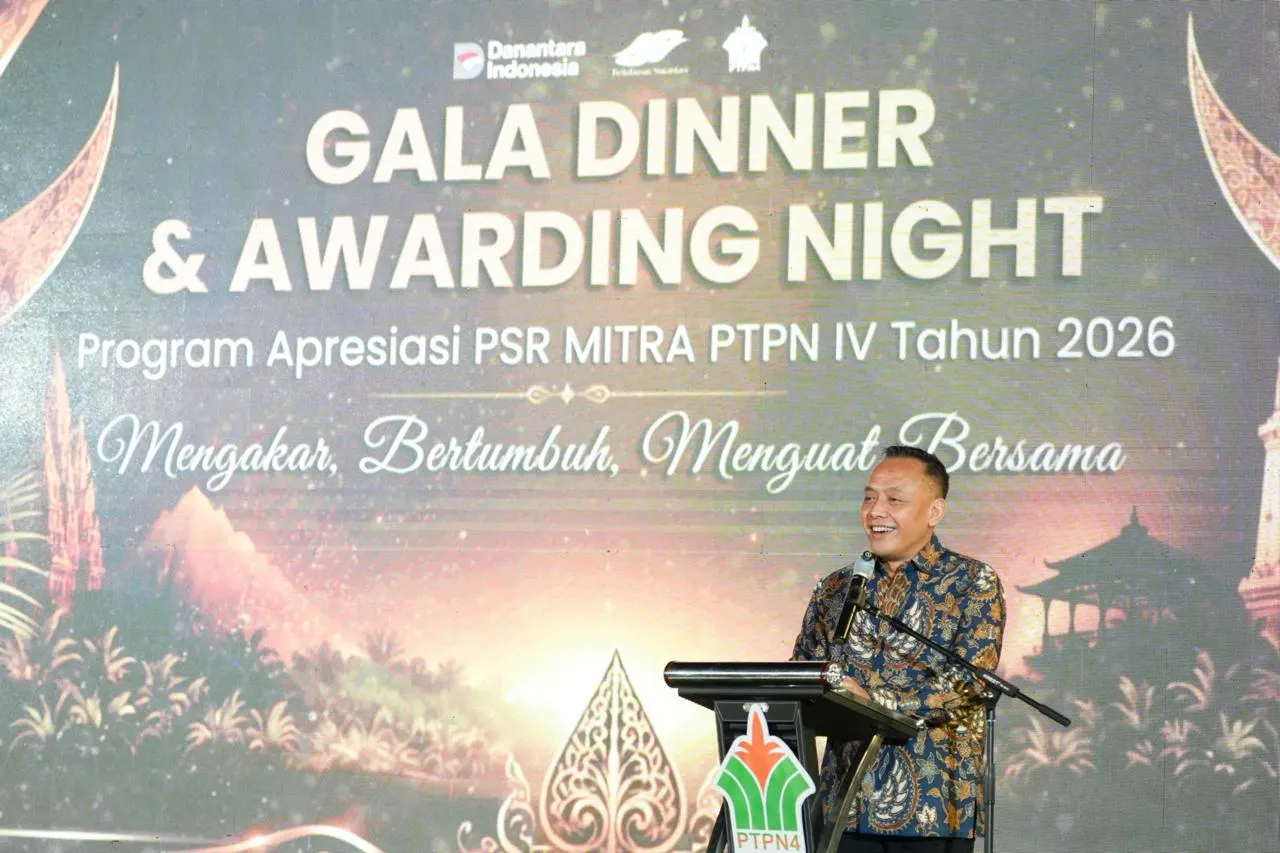 PTPN IV PalmCo menggelar Gala Dinner dan PSR Award 2026 sebagai bentuk apresiasi kepada petani, koperasi, regional, unit pembelian, dan pemasok TBS di Yogyakarta, Jumat (11/9/2026).